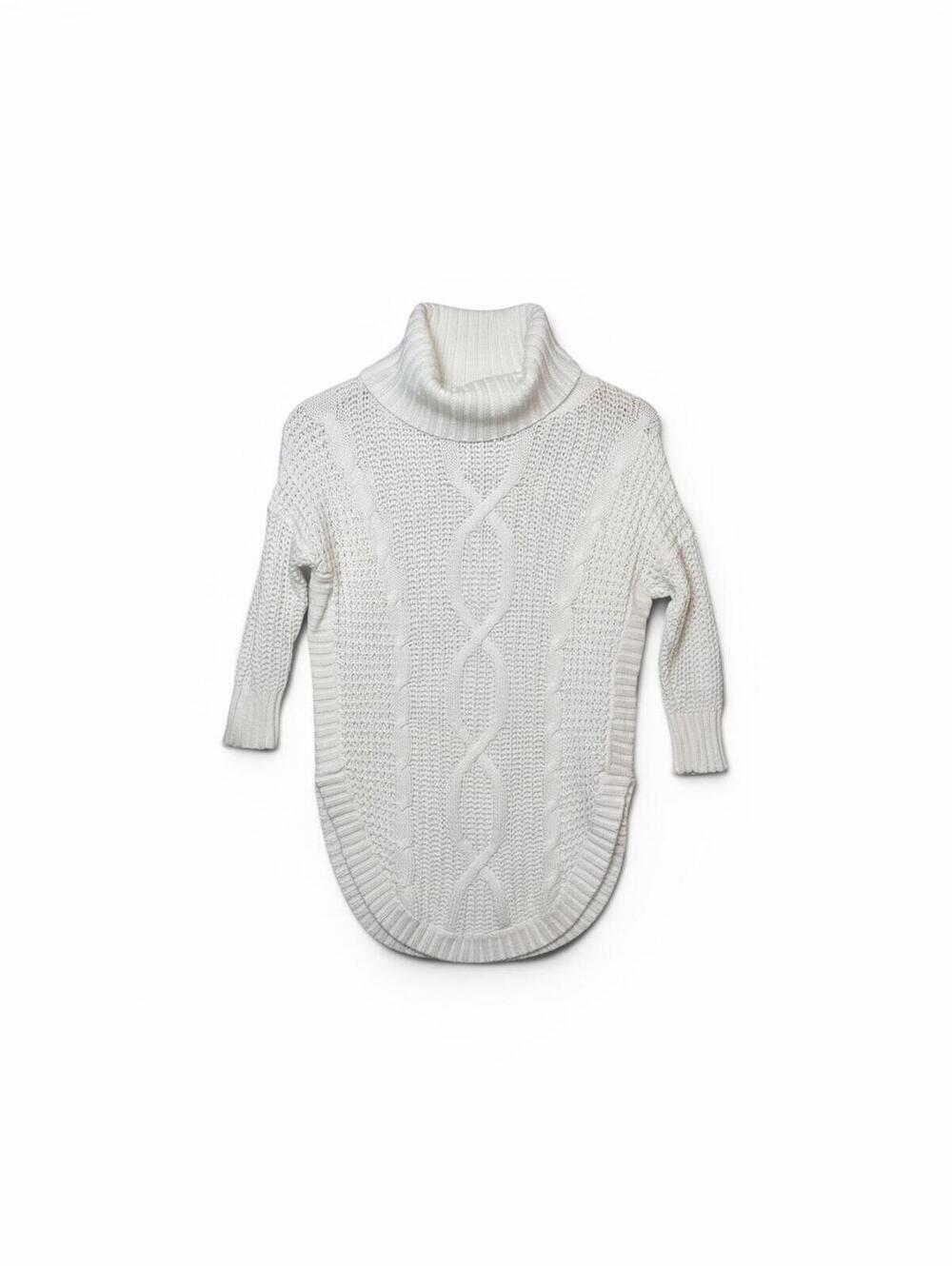 Express Ivory Cable Knit Tunic Sweater Turtleneck/Cowl Neck Pullover, Size XS - Picture 2 of 5